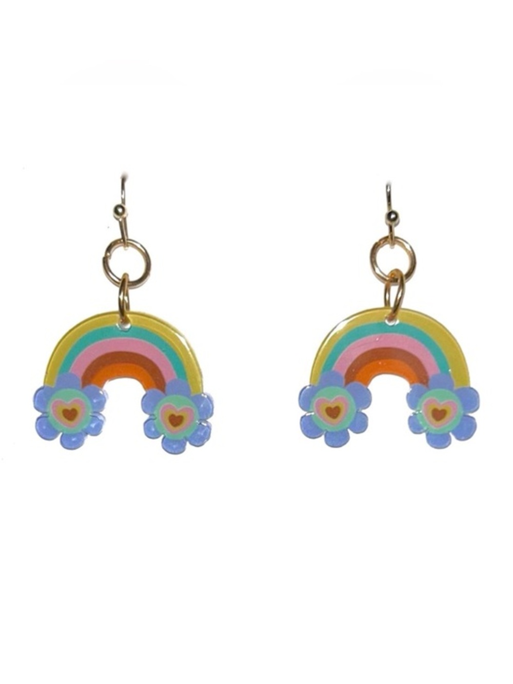 Colorful Rainbow & Flower Drop Earrings